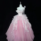 Blush Pink Strapless Cinched Waist Voluminous Princess Skirt Long Romantic Dress, Wedding Gown gh7981