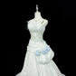 Sage Green Spaghetti Strap Beaded Cinched Waist Slim Sexy Mermaid Skirt Long Romantic Dress, Wedding Gown gh7892