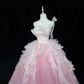 Blush Pink Strapless Cinched Waist Voluminous Princess Skirt Long Romantic Dress, Wedding Gown gh7981