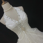 Off White Halter Romantic Gown, Rhinestone Embellishments, Cinched Waist, Fluffy Lovely Skirt, Wedding Dress & Bridal Gown gh8161