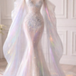 ✨Girlhomeshops-Iridescent Mermaid Wedding Dress Detachable Organza Sleeves gh10177