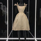 girlhomeshops – Beige Satin, kurz, Prinzessin, elegantes formelles Heimkehrkleid, Hoco Dress gh5600