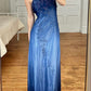 Navy Blue Fashion Ombre Exquisite Beading Elegant Spaghetti Strap Long Satin Ball Gown Evening Dress Party Dress Prom Dress gh3781