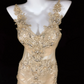 Champagne Gold Waist-Cinched Slim Sexy Evening Gown for Parties & Balls gh7158
