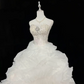 White Strapless Beaded Cinched Waist Voluminous Princess Skirt Romantic Dress, Wedding Gown gh7942