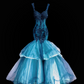 Peacock Blue Gradient Waist-Cinched Fitted Mermaid Skirt Prom & Evening Gown gh7339