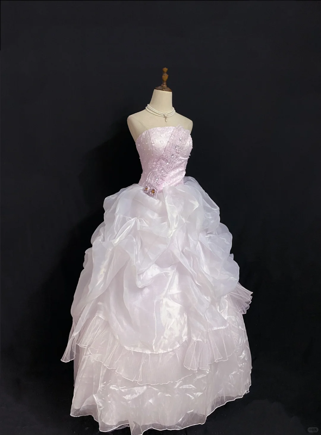 Blush Pink Strapless Long Romantic Gown with Fitted Waist and Voluminous Princess Skirt, Wedding Dress & Bridal Gown gh8293
