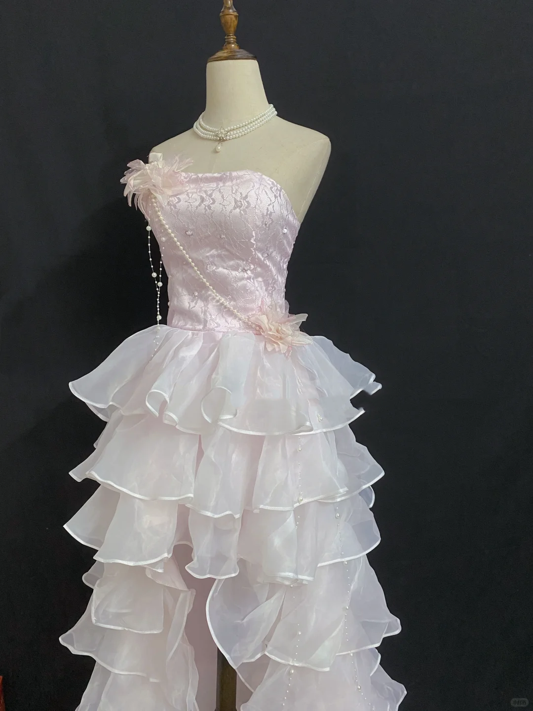 Blush Pink Strapless Sexy Long Romantic Wedding Dress, Cinched Waist with Slit gh8343