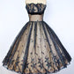 girlhomeshops – Schwarzes, zartes Spitzenkleid aus kurzem Tüll in A-Linie, Geburtstagskleid, Heimkehrkleid, gh5574