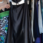 Black White Strapless Evening Gown Satin Contrast Trim Rhinestone Buckle Tiered Ruffle Long Formal Prom Dress gh9753