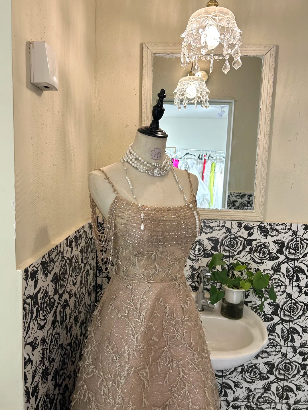 Light Pink Spaghetti Strap Waist-Cinched Full Flared Skirt Luxury Romantic Dress, Wedding Gown gh7667