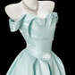 Mint Green One Shoulder Waist-Cinched Long Evening Dress, Fairy Gown, Romantic Gown gh7370