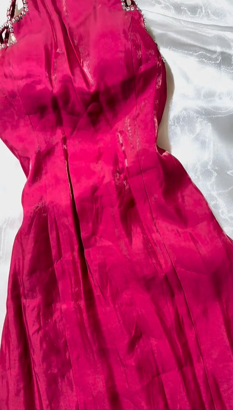 Sexy Vintage Long Prom & Evening Party Dress, Fuchsia Tone, Spaghetti Straps, Fitted Waist Slim Silhouette gh8588
