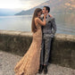 Champagne Gorgeous Elegant Exquisite Floral Appliques Long Mermaid Slim Ball Gown Sleeveless Tulle Prom Dress See-through Evening Dress Wedding Engagement Party Dress gh3667