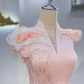 Light Pink V-Neck Waist-Cinched Fitted Elegant Evening Dress, Fairy Gown, Romantic Gown gh7410