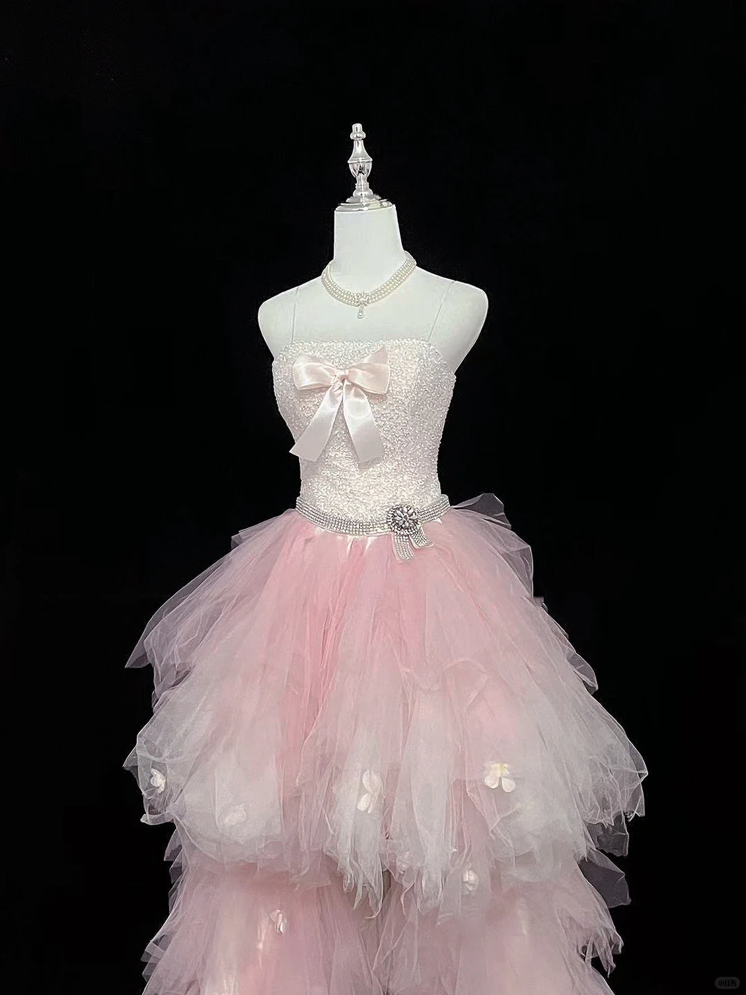 Blush Pink Spaghetti Strap Sexy Cinched Waist Short Bodice Floor Sweeping Skirt Romantic Dress, Wedding Gown gh7943