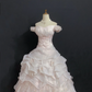 Blush Pink Off-the-Shoulder Long Romantic Wedding Dress, Cinched Waist, Voluminous Princess Skirt gh8344