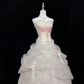 Light Apricot Strapless Cinched Waist Voluminous Skirt Vintage Girly Romantic Dress, Wedding Gown gh8029