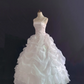 White Spaghetti Strap Romantic Gown, Cinched Waist, Voluminous Princess Skirt, Wedding Dress & Bridal Gown gh8203