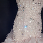Blush Pink Sequin Strapless, Cinched Waist, Slim Bodycon Sexy Long Romantic Dress, Wedding Gown gh8079