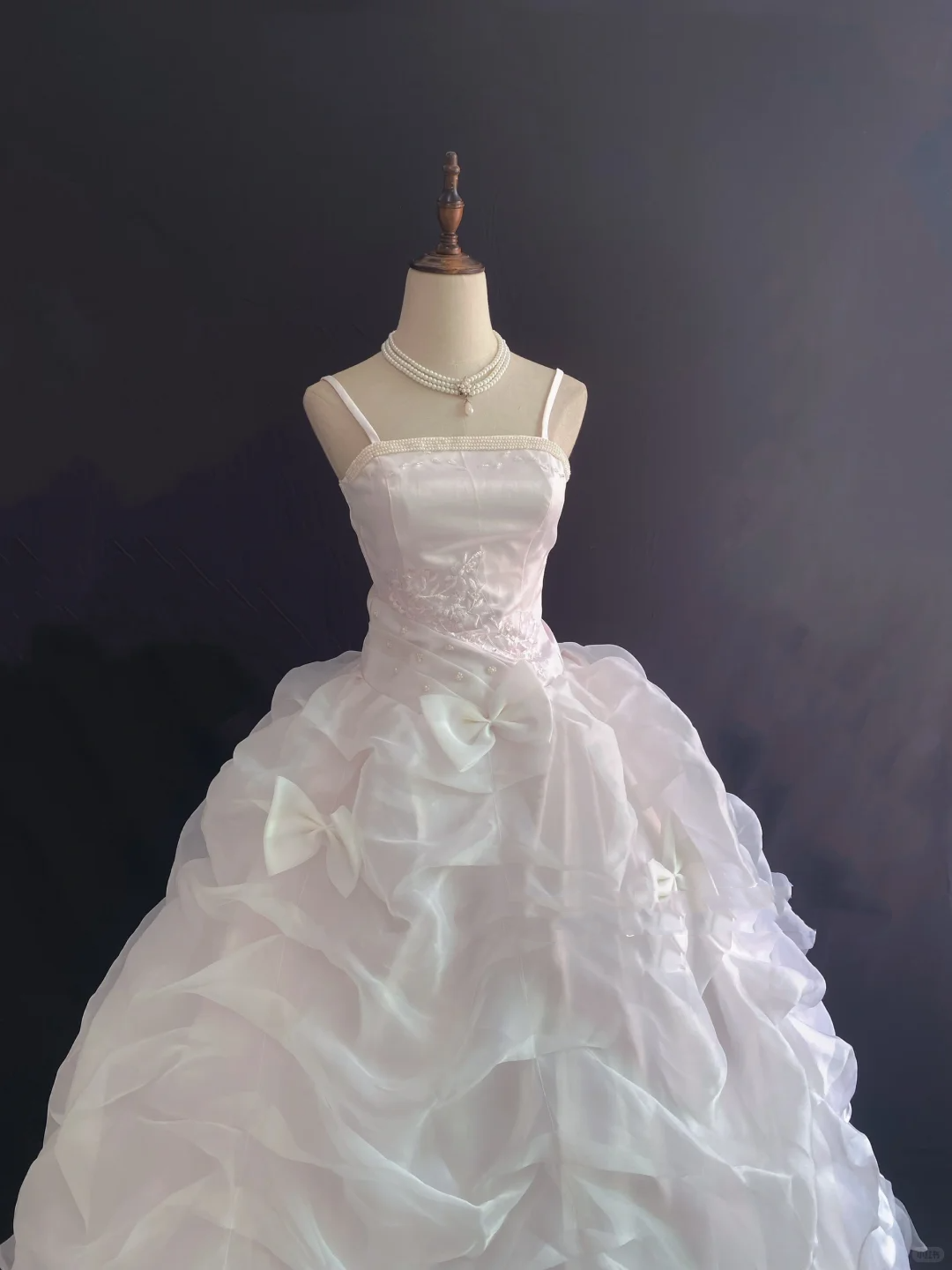 White Spaghetti Strap Romantic Gown, Cinched Waist, Voluminous Princess Skirt, Wedding Dress & Bridal Gown gh8203
