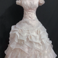 Blush Pink Off-the-Shoulder Long Romantic Wedding Dress, Cinched Waist, Voluminous Princess Skirt gh8344