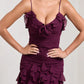 Purple Elegant Sexy Spaghetti Strap Ankle Length Chiffon Ruffle prom Evening Dress Party Dress gh3320
