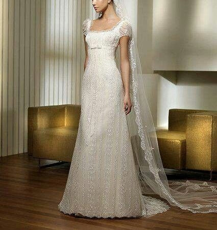 girlhomeshops – Weißes, eckiges Ausschnitt, klassisches, romantisches, elegantes langes Brautkleid aus Spitze, gh5666