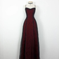 ✨Girlhomeshops-Burgundy Sweetheart Flocked Floral Tulle A-Line Gothic Formal Prom Gown gh10275
