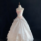 Blush Pink Strapless Romantic Gown With Beaded Details, Cinched Waist & Voluminous Princess Skirt, Wedding Dress & Bridal Gown gh8164
