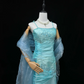 Mint Green Satin Spaghetti Strap Slim Fit Cinched Waist Elegant Long Romantic Gown gh7944