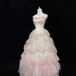 Blush Pink Gradient Spaghetti Straps Cinched Waist Voluminous Princess Skirt Romantic Dress, Wedding Gown gh8030