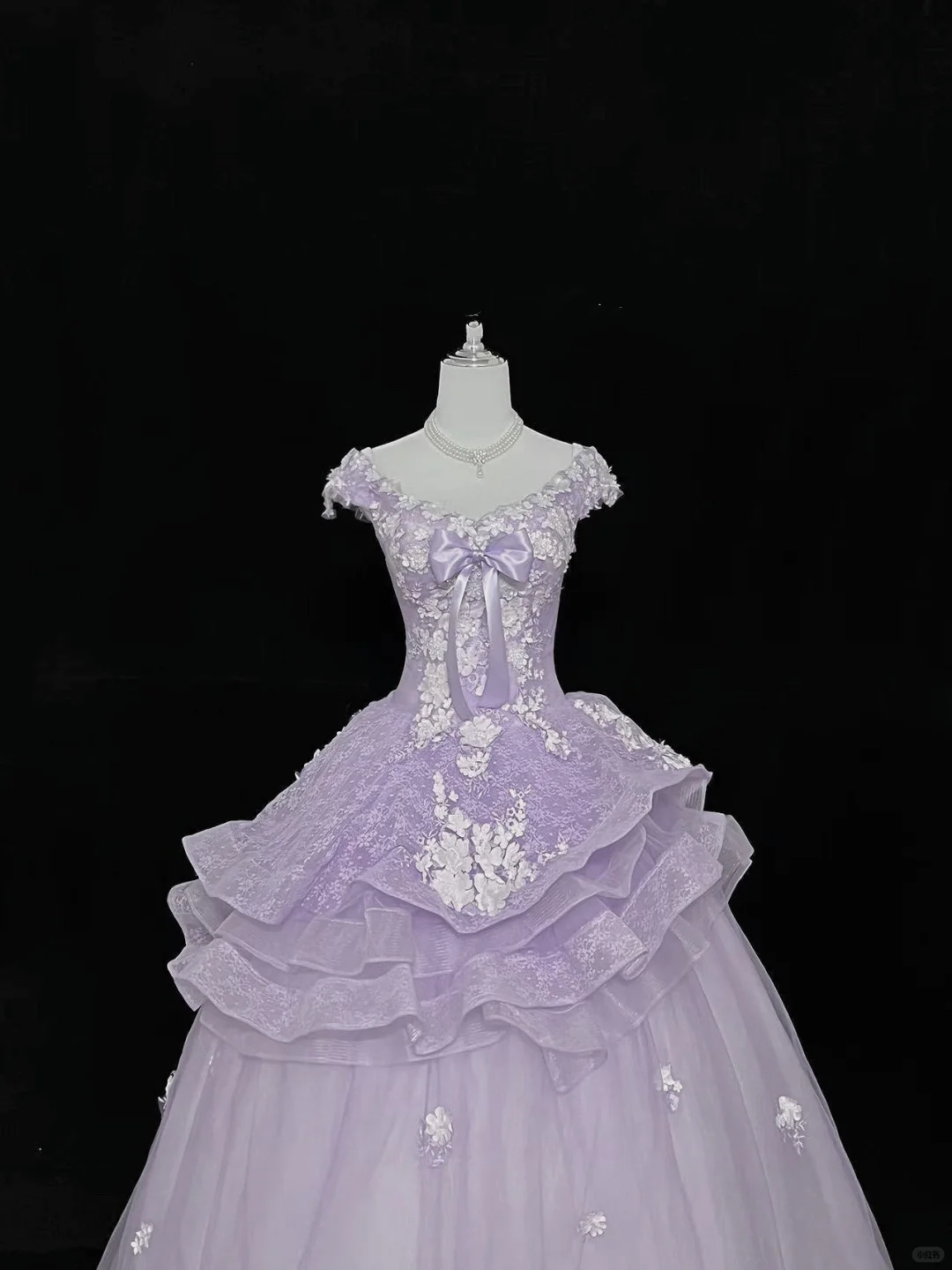 Lavender Spaghetti Strap Cinched Waist Ruffled Voluminous Skirt Elegant Romantic Dress, Wedding Gown gh7984