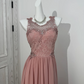 Light Pink Cutout Spaghetti Strap Waist-Cinched Bodycon Long Prom & Evening Gown gh7221