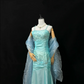 Mint Green Satin Spaghetti Strap Slim Fit Cinched Waist Elegant Long Romantic Gown gh7944