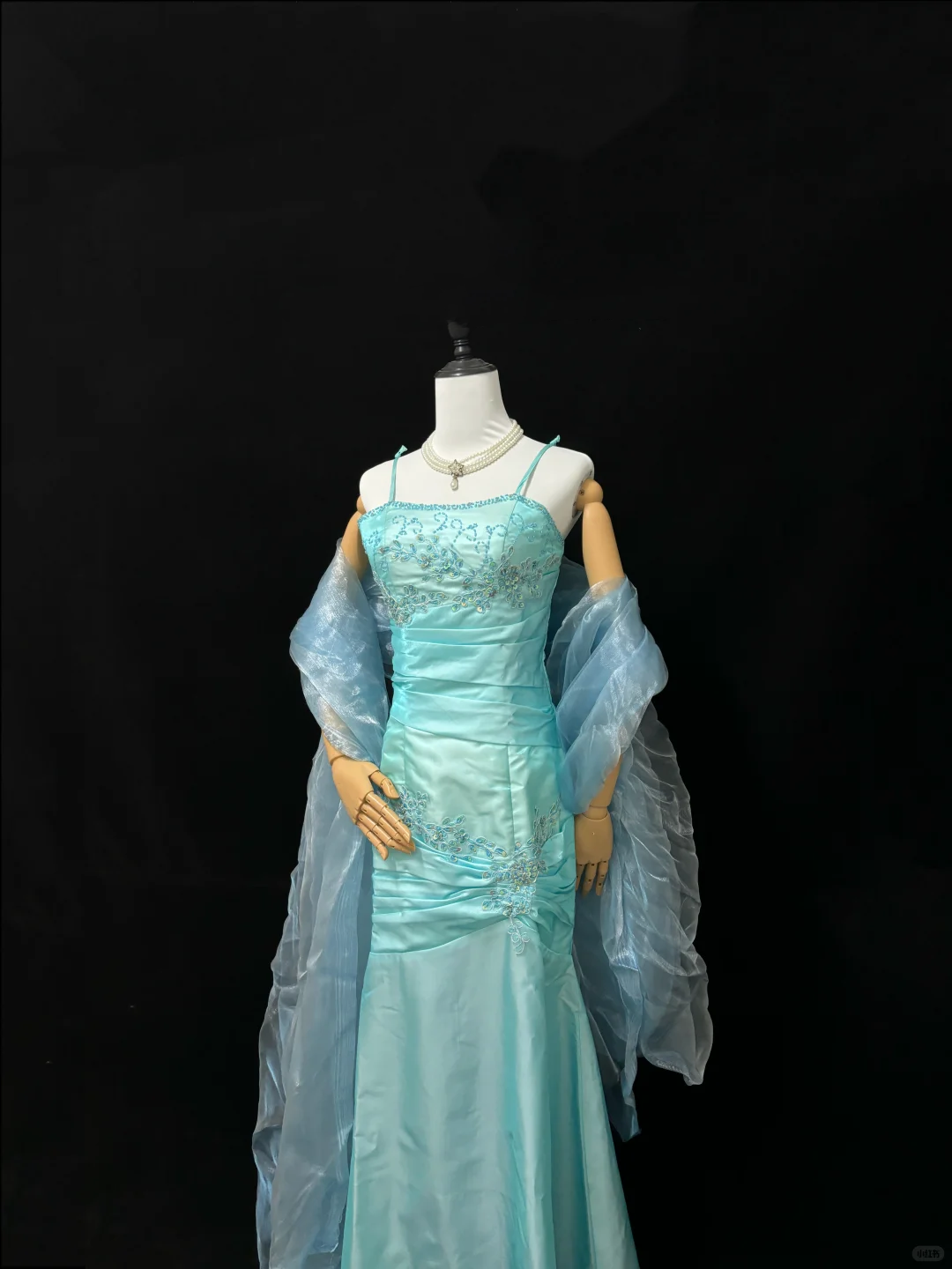Mint Green Satin Spaghetti Strap Slim Fit Cinched Waist Elegant Long Romantic Gown gh7944