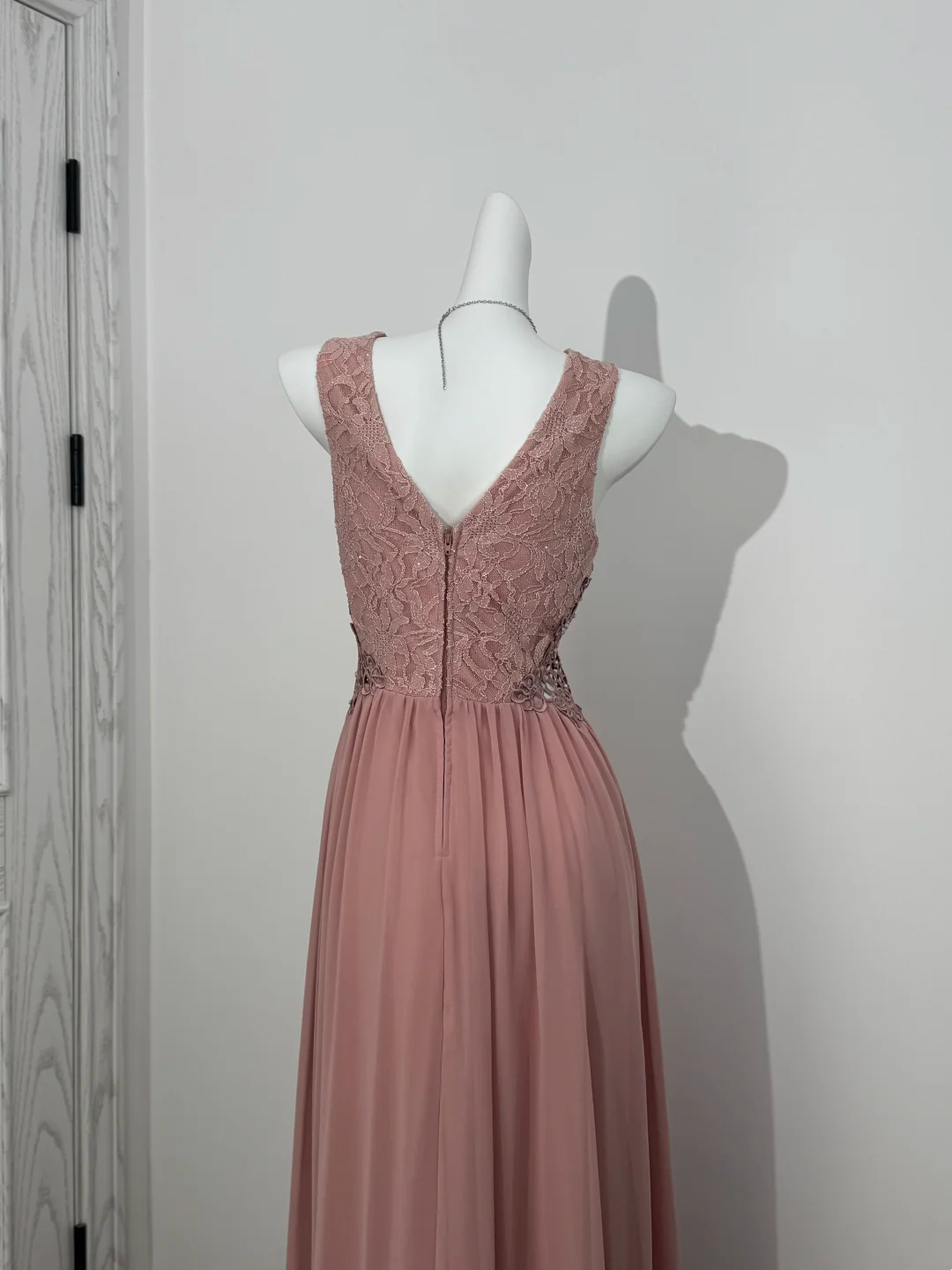 Light Pink Cutout Spaghetti Strap Waist-Cinched Bodycon Long Prom & Evening Gown gh7221