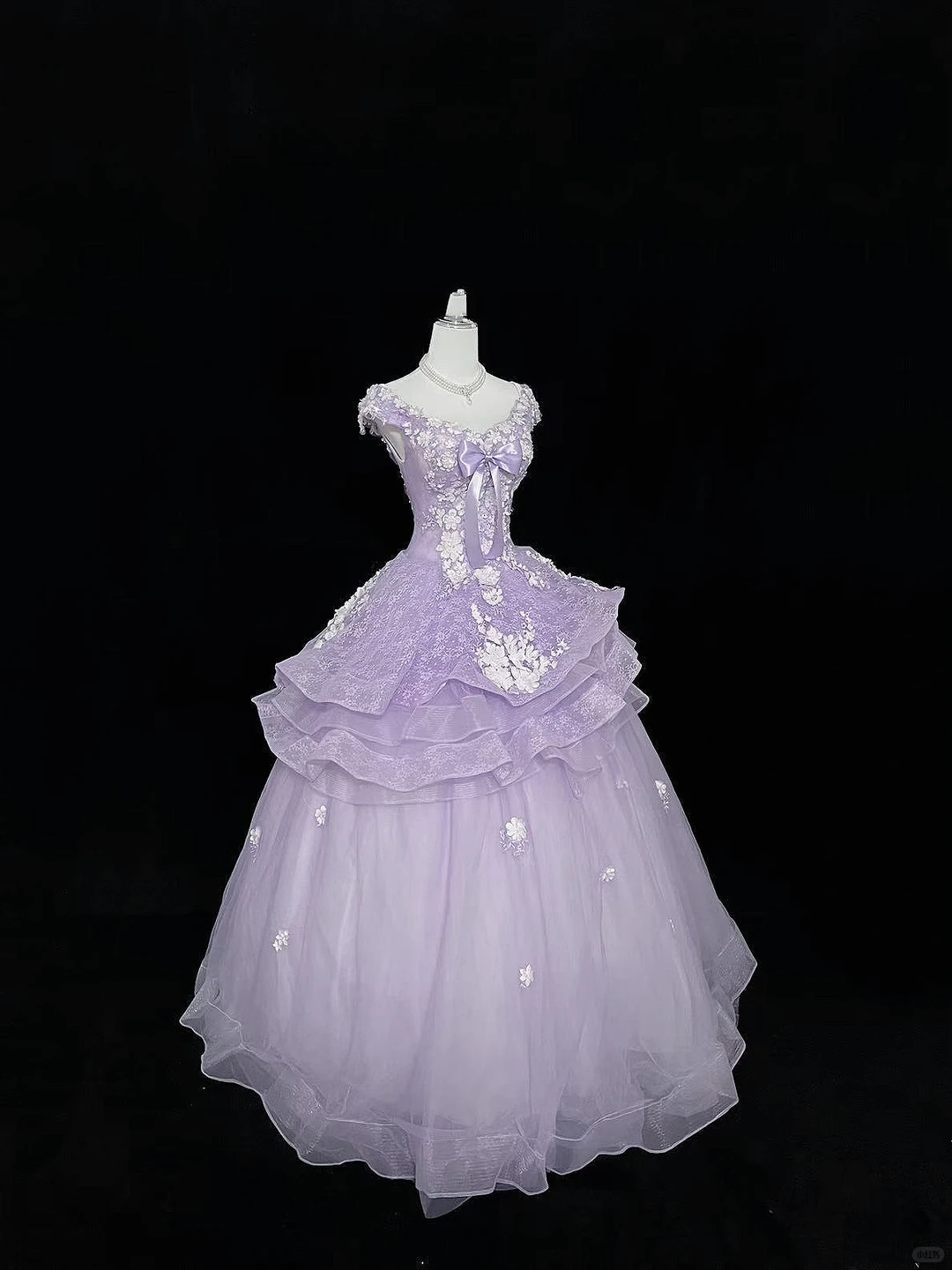 Lavender Spaghetti Strap Cinched Waist Ruffled Voluminous Skirt Elegant Romantic Dress, Wedding Gown gh7984