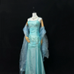 Mint Green Satin Spaghetti Strap Slim Fit Cinched Waist Elegant Long Romantic Gown gh7944