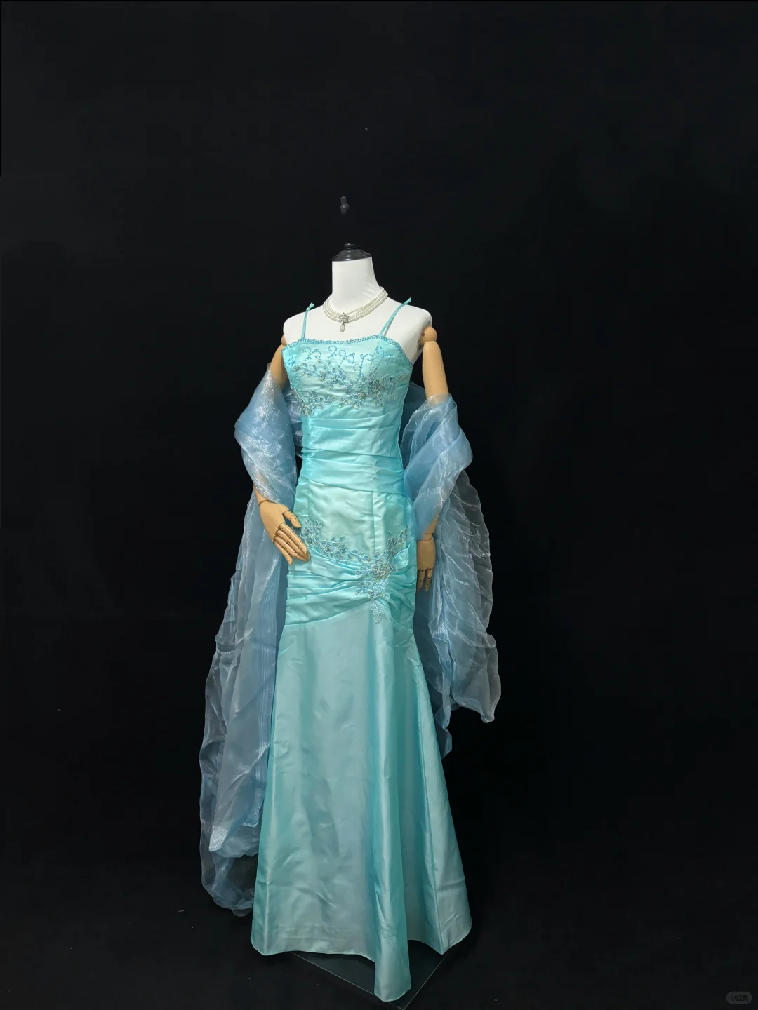 Mint Green Satin Spaghetti Strap Slim Fit Cinched Waist Elegant Long Romantic Gown gh7944