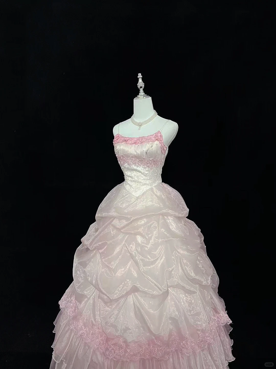 Blush Pink Gradient Spaghetti Straps Cinched Waist Voluminous Princess Skirt Romantic Dress, Wedding Gown gh8030