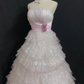 Blush Pink Strapless Long Romantic Wedding Dress, Sequin Details, Cinched Waist, Voluminous Tiered Cake Skirt gh8345