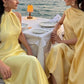 girlhomeshops-Yellow Elegant Simple Long Chiffon Satin Bridesmaid Dress gh5954