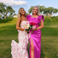 Pink fashion elegant off-shoulder printed floral mermaid slim fit long ruffled ball gown evening dress formal party dress gh2957