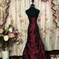 Robe de soirée bordeaux rétro élégante et exquise, à épaules dénudées, sans manches, en satin, longueur au sol, avec strass, gh4210