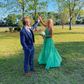 ✨Girlhomeshops-Simple A-line halter-neck evening dress, long, green, party dress gh10165