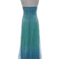 Blau glänzend Mode Farbverlauf Gold Spray Retro elegante Sling lange Tüll Ballkleid Abendkleid Partykleid gh3458