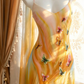 Women Gradient Orange Long Evening Dress Spaghetti Straps 3D Butterfly Floral Appliques Irregular Ruffled Skirt with Matching Sheer Shawl gh9565