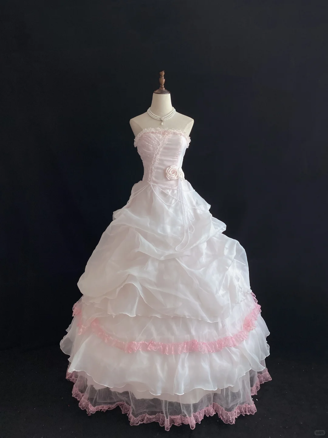 Romantic Blush Pink Strapless Gown with Cinched Waist and Voluminous Princess Skirt, Wedding Dress & Bridal Gown gh8165