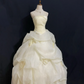 Pale Yellow Spaghetti Strap Romantic Wedding Dress, Cinched Waist, Voluminous Princess Skirt gh8296